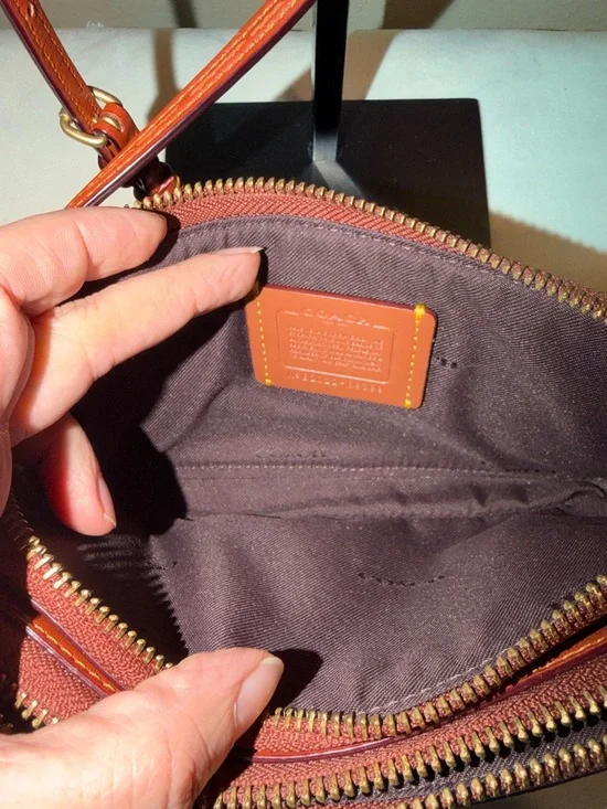 Coach Brown Signature Coated Canvas Crossbody with Tan Leather Trim - Picture 10 of 12